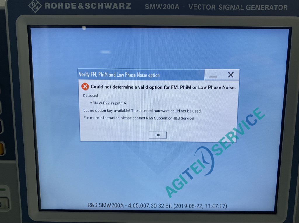 罗德与施瓦茨SMW200A信号源开机后多个报错维修