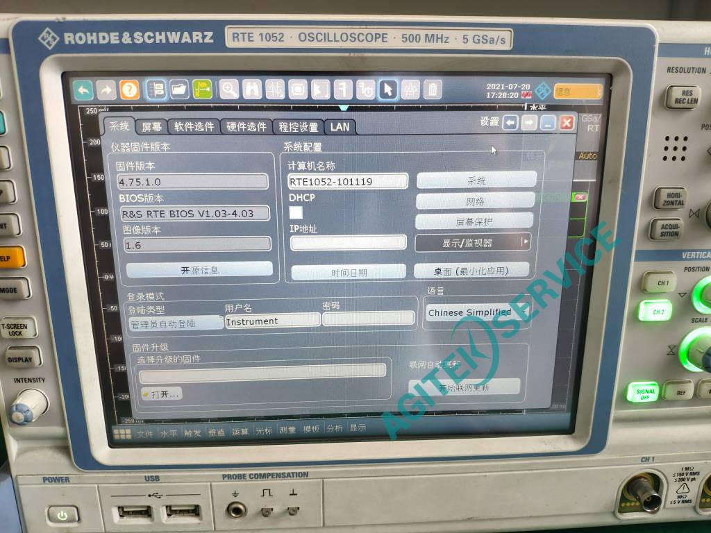 R&S罗德与施瓦茨RTE1052/RTE1054示波器维修